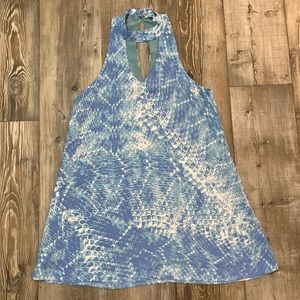 Olivaceous Light Teal and Turquoise Snake Print Dress
